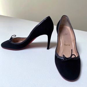 CHRISTIAN LOUBOUTIN Elodie Black Suede Pumps (Size 6)